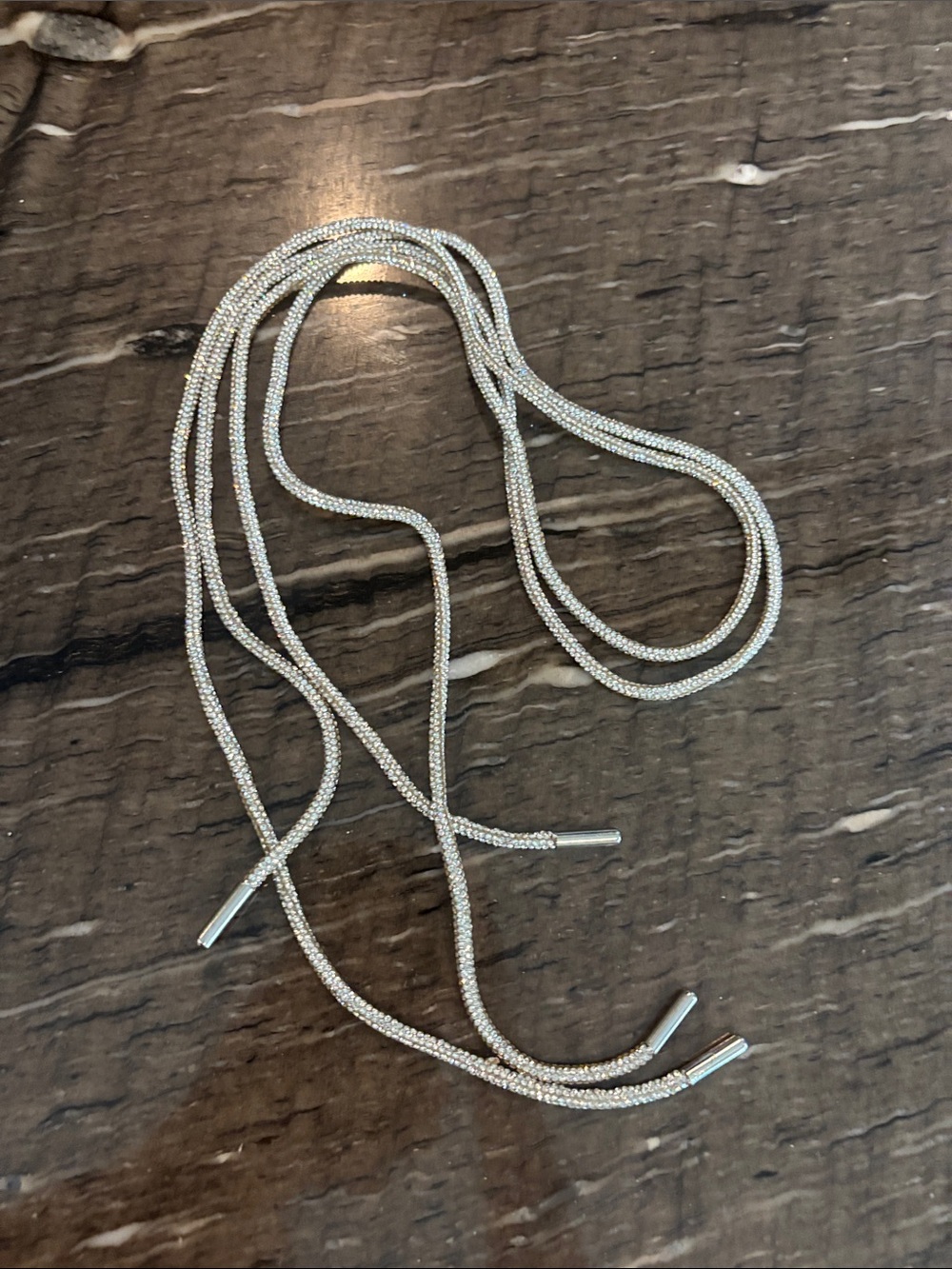 Silver Crystal Rope Lariat Necklace